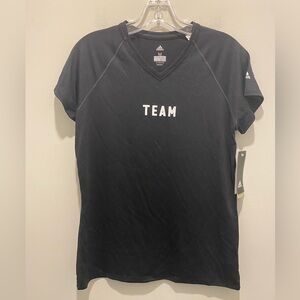 adidas Black Short Sleeve 'TEAM' V-Neck NYSC Athletic Tee Size Medium NWT